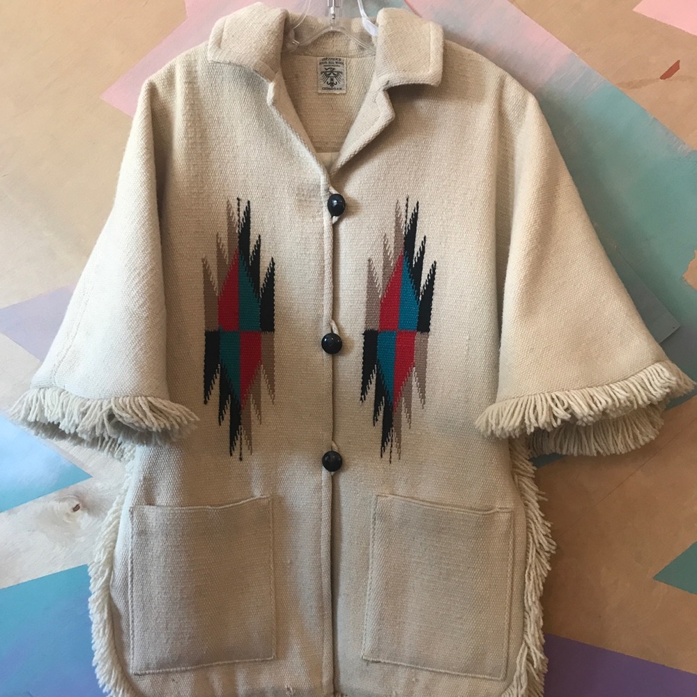 Handmade Vintage wool cape / coat - Picture 2 of 4